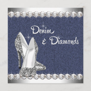 Denim and Diamonds Birthday Party Invitation