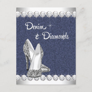 Denim and Diamonds Birthday Party Invitations