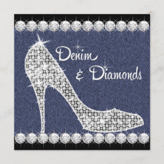 Denim and Diamonds Birthday Party Invitations