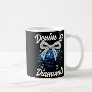 Denim and diamonds bow glam western fashion for coffee mug