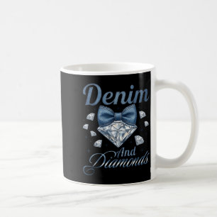 Denim and Diamonds Bow Ladies Girls Women Coffee Mug