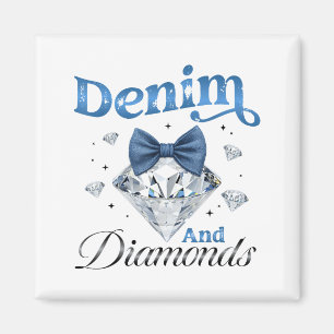Denim And Diamonds Bow Ladies Girls Women Magnet