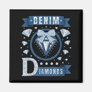 Denim and Diamonds Bow Ladies Girls Women Magnet
