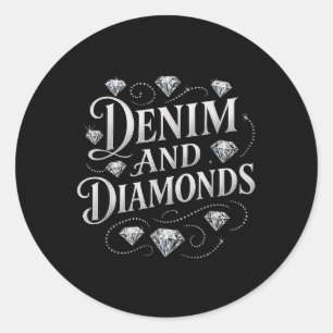 Denim And Diamonds Country Chic Western Bacheloret Classic Round Sticker