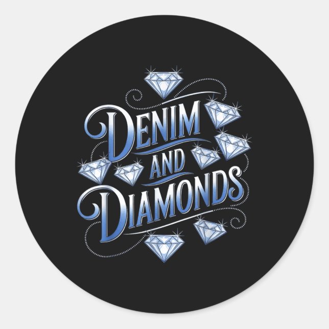 Denim And Diamonds Country Western Bachelorette Pa Classic Round Sticker (Front)