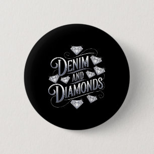 Denim And Diamonds Glam Cowgirl Party Design 6 Cm Round Badge