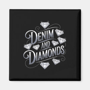Denim And Diamonds Glam Cowgirl Party Design  Magnet