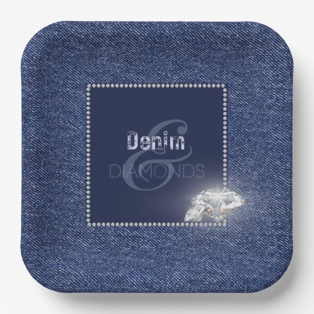 Denim and diamonds Paper plate (Front)