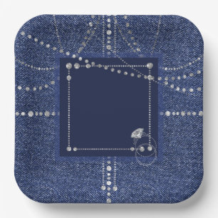 Denim and diamonds Paper plate