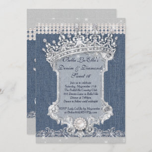 Denim and Diamonds Party Invitations