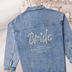 Denim and Diamonds Rhinestones Bride Bachelorette  Denim Jacket