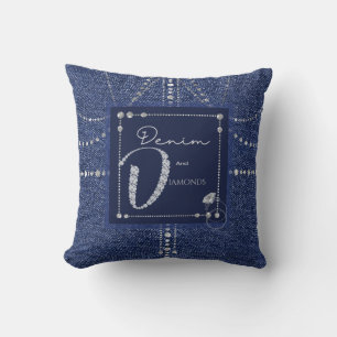 Denim and diamonds Throw Pillow