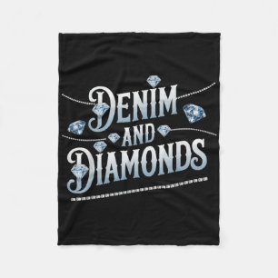Denim And Diamonds Trendy Fashion Style Fleece Blanket