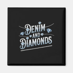 Denim And Diamonds Trendy Fashion Style Magnet