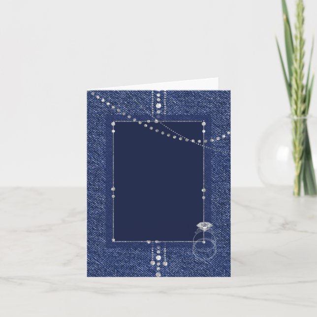 Denim and diamonds wedding invitation (Front)