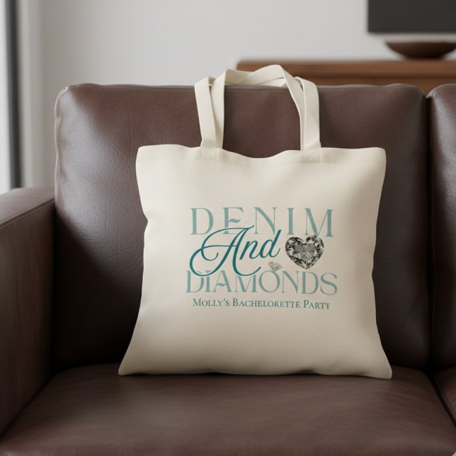 Denim and Diamonds – Western Bachelorette Design Tote Bag (Denim and Diamonds Western Bachelorette Tote Bag)