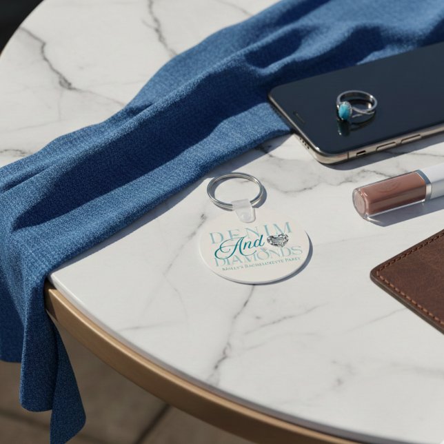 Denim and Diamonds Western Bachelorette Key Ring (Denim and Diamonds Western Bachelorette Keychain)