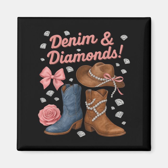 Denim And Diamonds Western Cowgirl Boots Hat For W Magnet (Front)