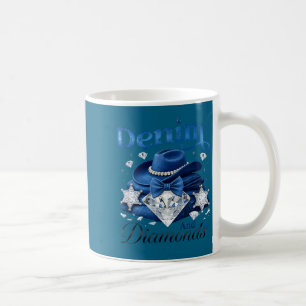 Denim and diamonds western cowgirl glam style for coffee mug