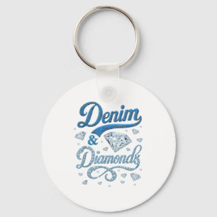 Denim and diamonds western cowgirl glam style for key ring