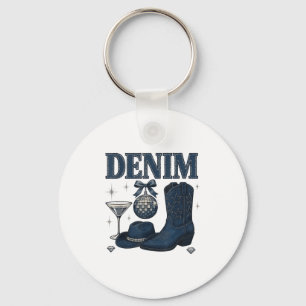 Denim And Diamonds Western Fashion Boots Bling Rod Key Ring