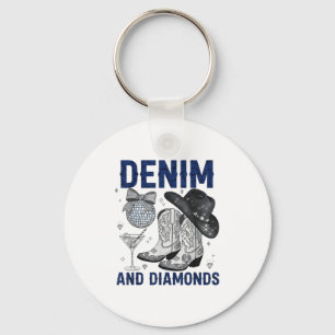 Denim And Diamonds Western Women Boots Jeans Rodeo Key Ring