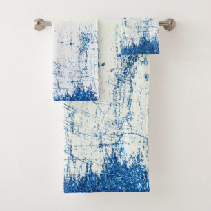 Denim and glitter bath towel set