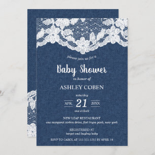 Denim and Lace Baby Shower Invitation