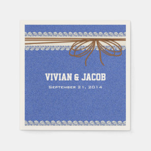Denim and Lace Custom Wedding Napkin