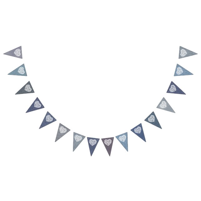 Denim and Lace Heart Bunting Banner Flags (All)