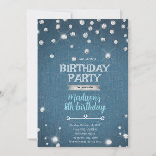 Denim And Pearls Birthday Party Invitation