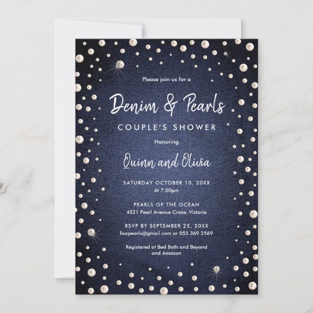 Denim and Pearls Invitation (Front)