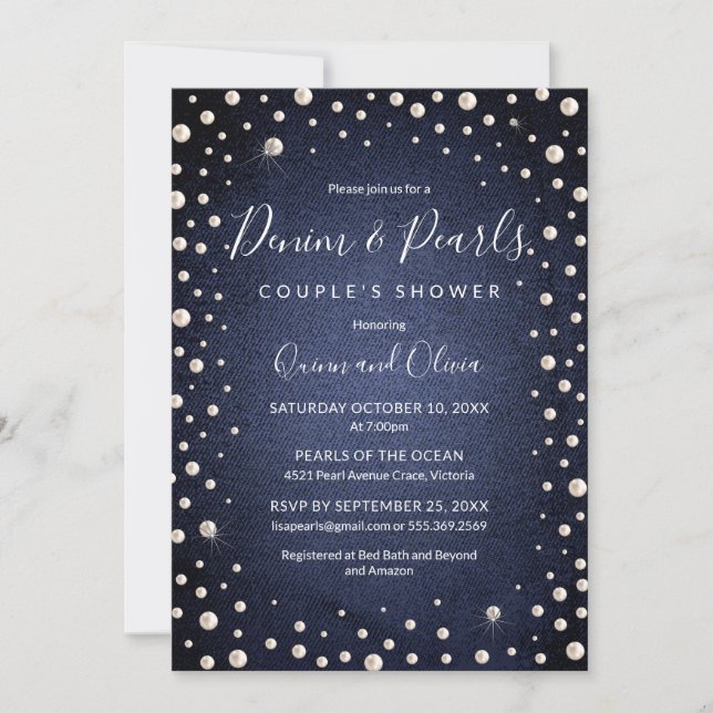 Denim and Pearls Invitation (Front)