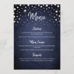 Denim and Pearls Menu<br><div class="desc">Elegant Denim and Pearls menu card featuring a denim textured background with beautiful pearls

Please contact me at claudia@claudiaowen.com if you would like to customize this invitation. Please visit my Zazzle shop http://www.zazzle.com/claudiaowenshop Design by claudiaowen.com</div>