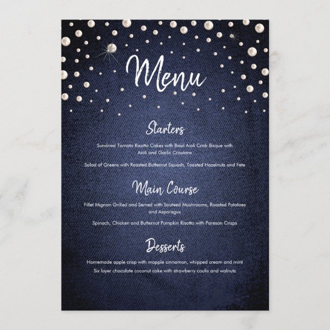 Denim and Pearls Menu (Front)