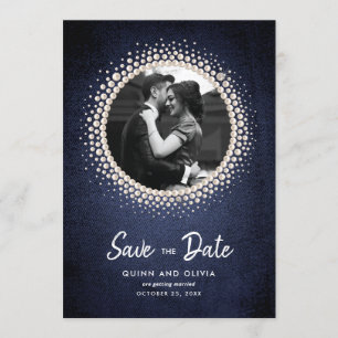 Denim and Pearls Save the Date Photo Invitation