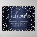 Denim and Pearls Welcome Sign<br><div class="desc">Denim and pearls matching thank you card and welcome sign.

They feature a gorgeous denim background with pearls and beautiful typographic details.

Please contact me at claudia@claudiaowen.com if you would like to customise this invitation. Please visit my Zazzle shop http://www.zazzle.com/claudiaowenshop 

Design by claudiaowen.com</div>