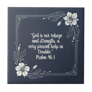 Denim and White Minimal Frame  Bible Verses  Ceramic Tile