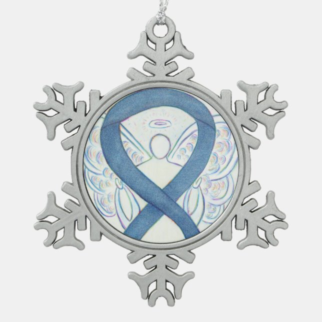 Denim Awareness Ribbon Angel Ornament (Front)