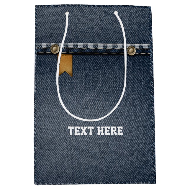 denim bag, blue denim birthday party Gift Bag (Front)