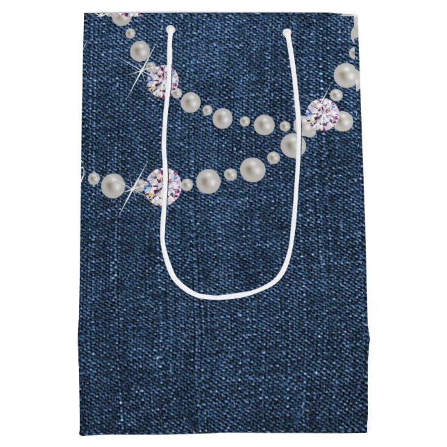 denim bag, blue denim birthday party Gift Bag (Back)