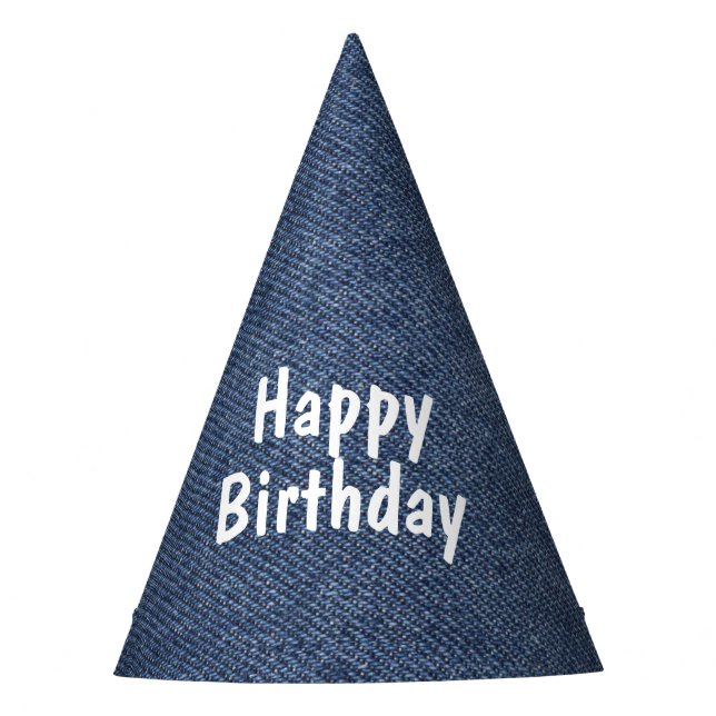 Denim Birthday Congratulations Party Hat (Front)