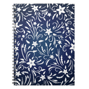 Denim Blooms: Floral Pattern Background Notebook