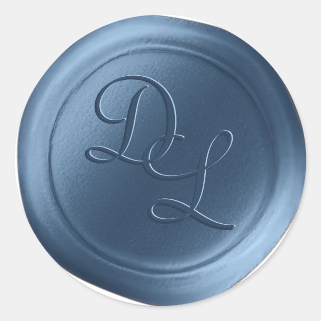 Denim Blue 2 Letter Monogram Wax Seal Stickers (Front)