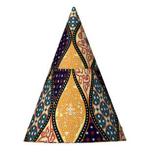 Denim Blue Art Nouveau: Seamless Party Hat