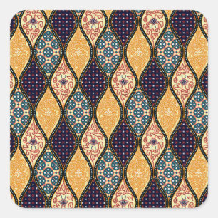 Denim Blue Art Nouveau: Seamless Square Sticker