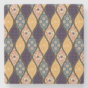 Denim Blue Art Nouveau: Seamless Stone Coaster