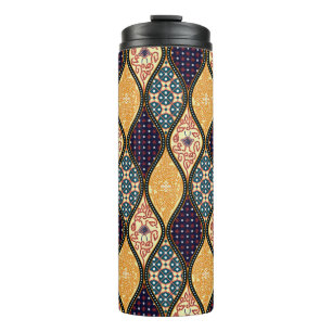 Denim Blue Art Nouveau: Seamless Thermal Tumbler