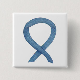 Denim Blue Awareness Ribbon Custom Pins