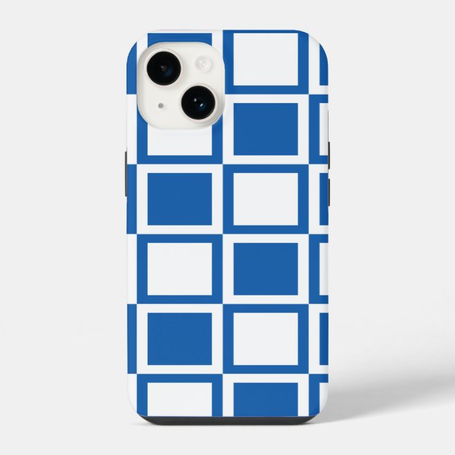 Denim Blue Bold Mod Squares iPhone Case (Back)